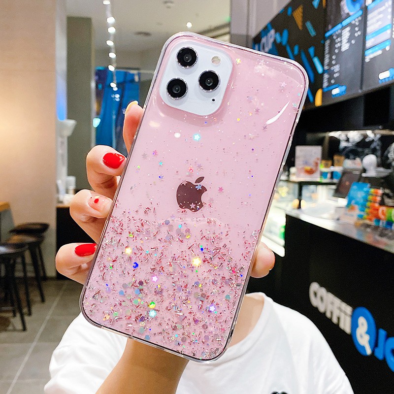 Samsung Galaxy A52 A72 A32 A02 M02 A12 A02S A42 5G A51 A71 A21s Ốp lưng mềm trong suốt thiết kế lấp lánh cho