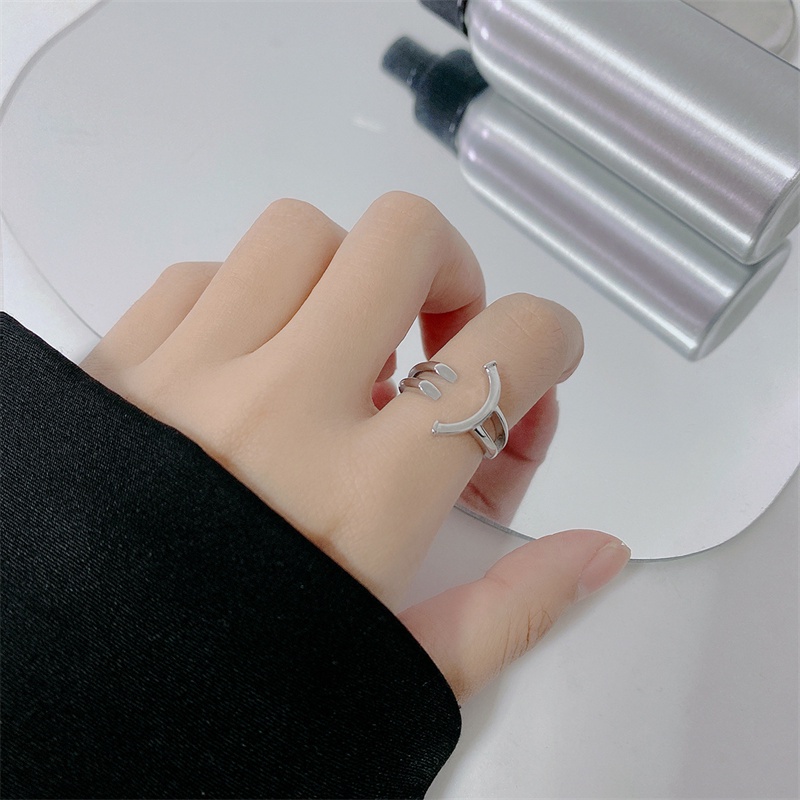 Nhẫn Bạc S925 Họa Tiết Mặt Cười Phong Cách Hàn Quốc Thời Trang