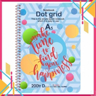 (Combo 5 cuốn) Sổ lò xo đơn KLONG A5 Dot Grid ruột chấm 70/76; MS: 968,