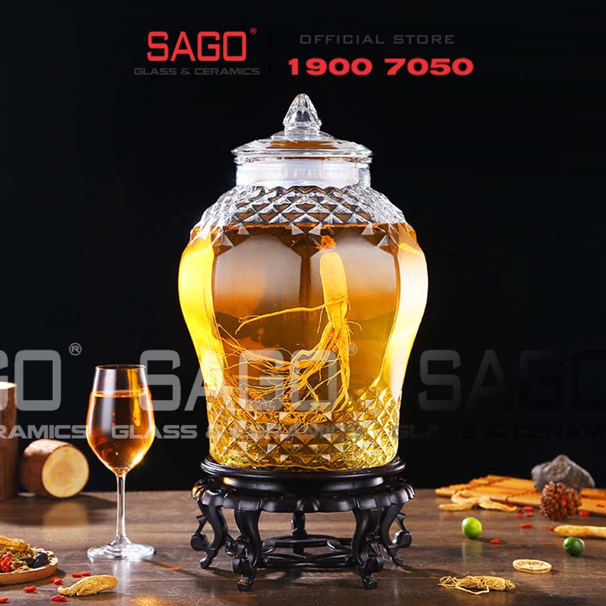 Bình Ngâm Rượu Thủy Tinh Kim Cương | Tùy Chọn Dung Tích , Bao Bể Vở cho Khách