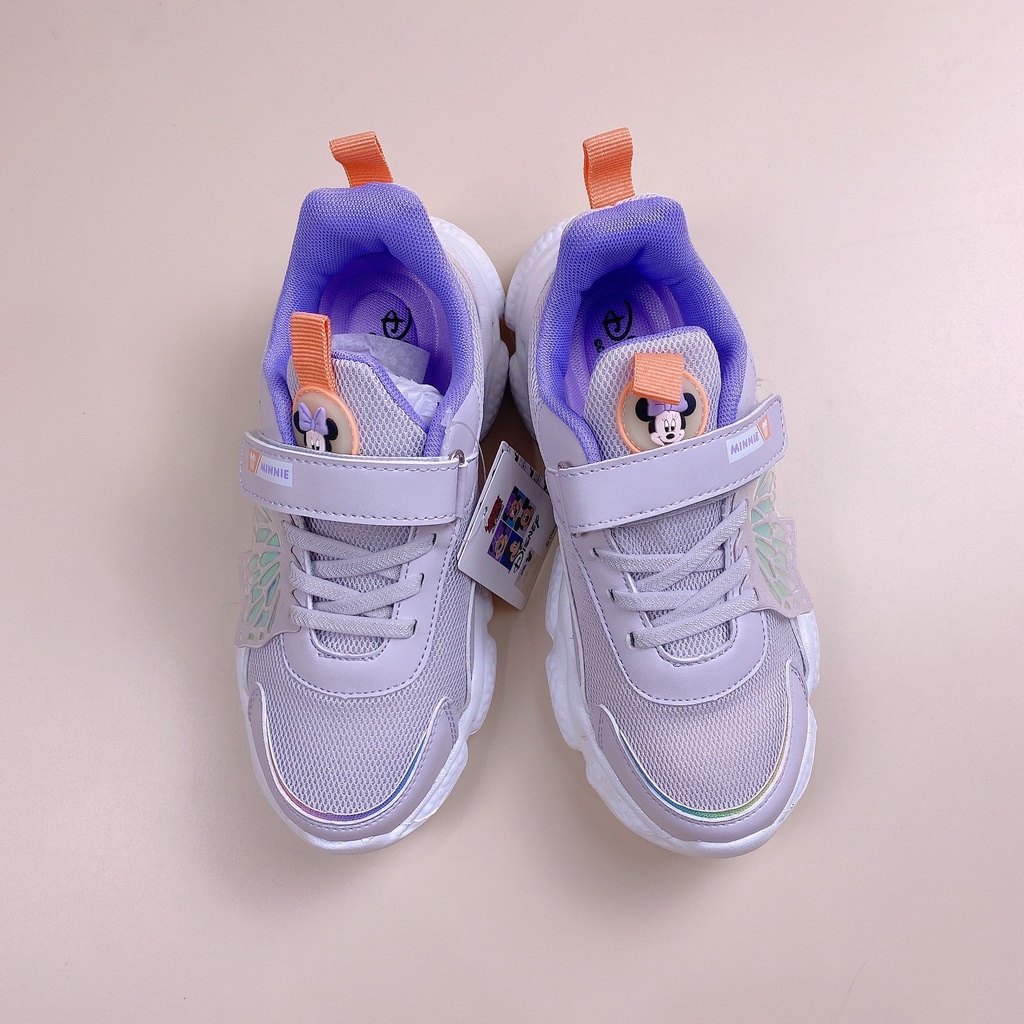 Giày Sneaker Disney Minnie cánh thiên thần 3 màu hồng / ghi / tím size 26 -37