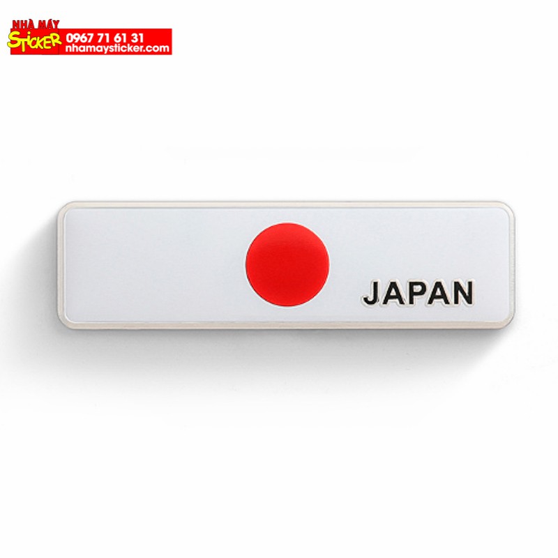 Sticker metal hình dán kim loại Sticker Factory - Chủ đề cờ Nhật Bản Japan 10.5x3cm