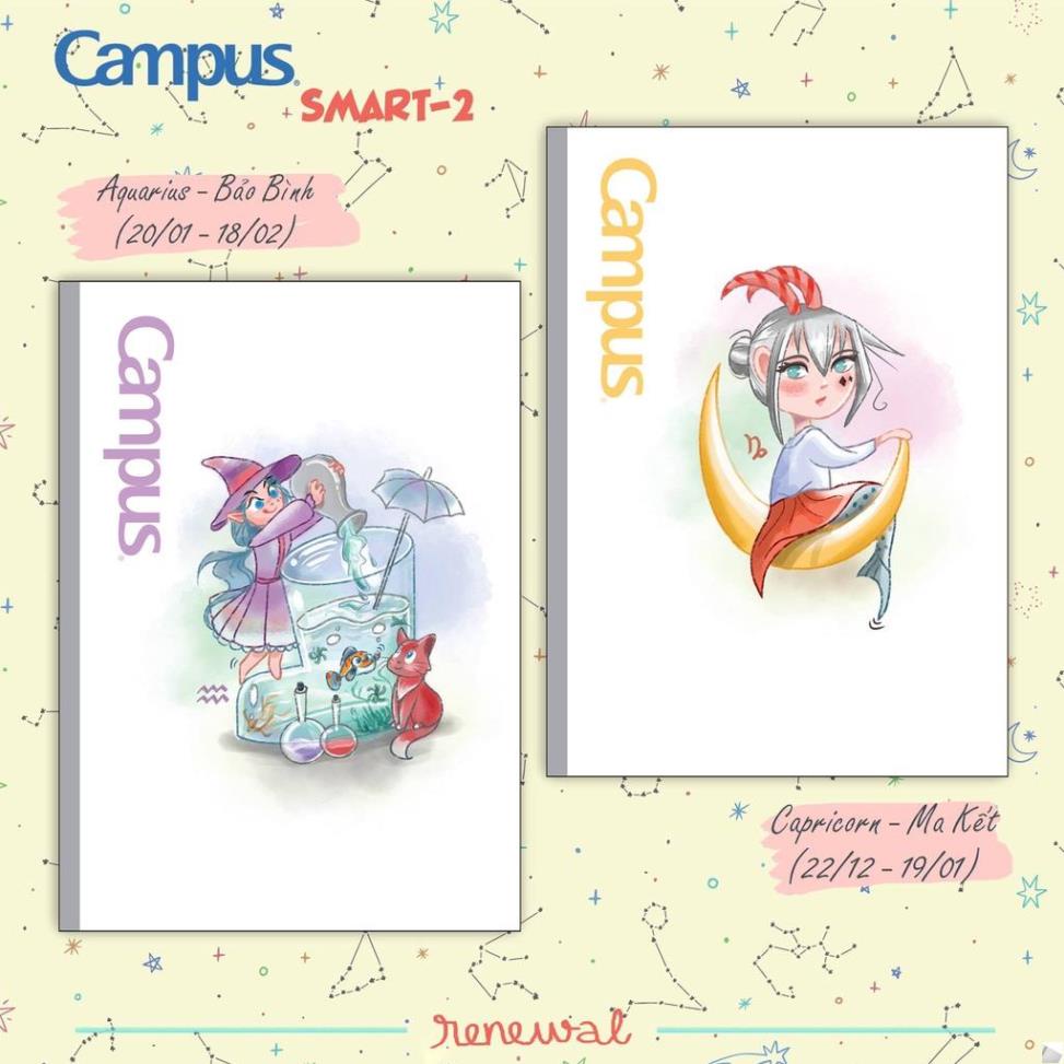 Vở CAMPUS kẻ ngang 80, 120, 200 tr SMART, vở 12 cung hoàng đạo - Soleil Home ...