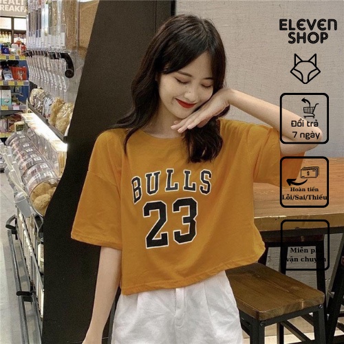 Áo thun nữ Croptop in số áo 23 siêu đẹp form rộng vải cotton dày dặn co giãn 4 chiều