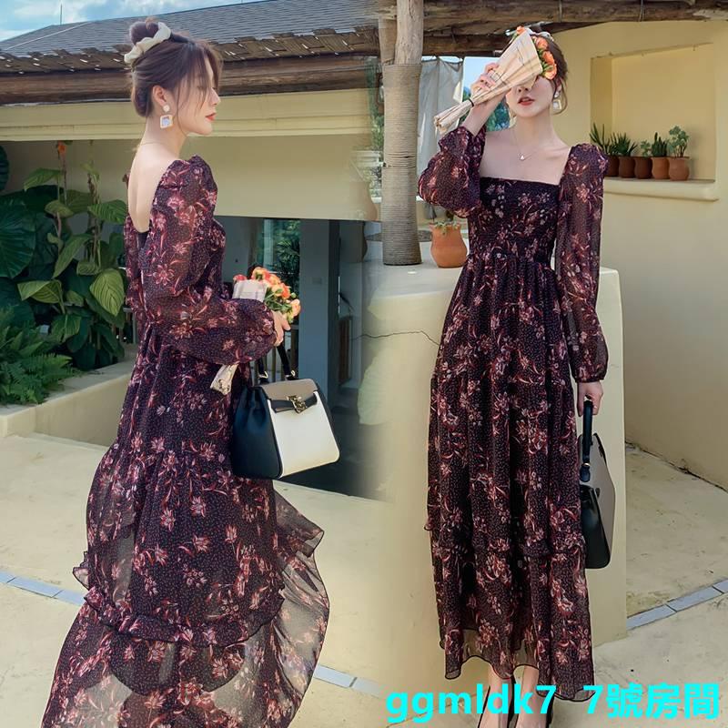 👗👗Quần áo cho bé gái🙅Đầm Chiffon phong cách Hàn quốc💋🎉Đầm voan hoa dài tay phong cách Retro cho bé gái