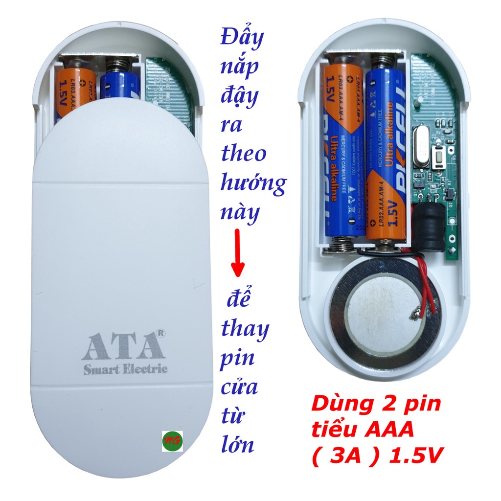 Chuông cửa từ DÁN CỬA báo trộm báo khách có REMOTE điều khiển từ xa 3 CHỨC NĂNG ATA AT-228CT