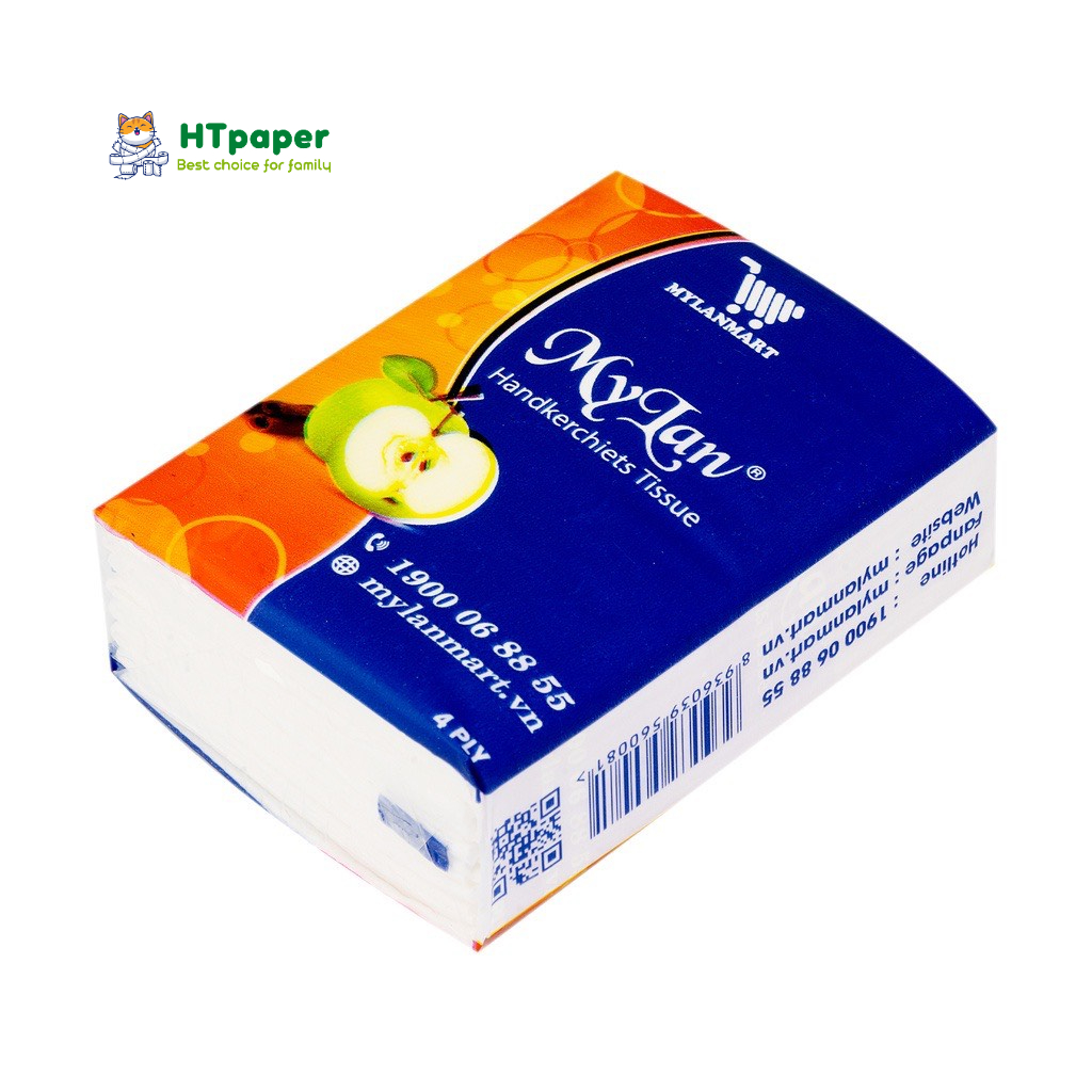 [HỎA TỐC] Khăn giấy bỏ túi cao cấp Mylan Quả Táo 1 lốc x 15 gói x 4 lớp - HTpaper