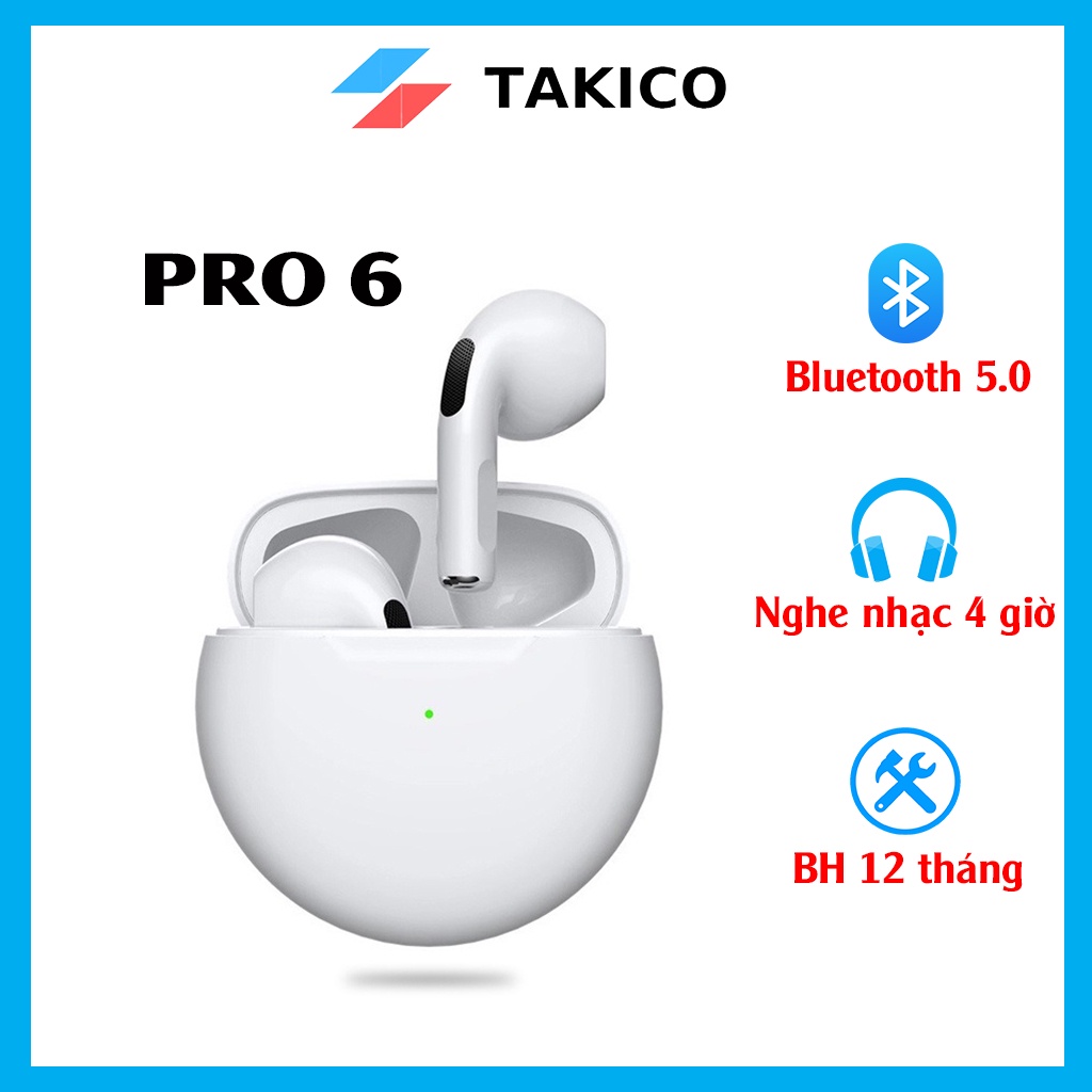 Tai Nghe Ko Dây Pro6 TAKICO Tai Nghe Bluetooth Bảo Hành 12 Tháng