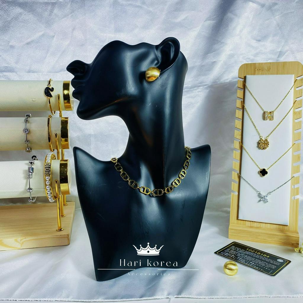 Sét vòng cổ &amp; bông tai hãng CD, dây chuyền cd thời trang cao cấp, phụ kiện trang sức Hari korea accessories