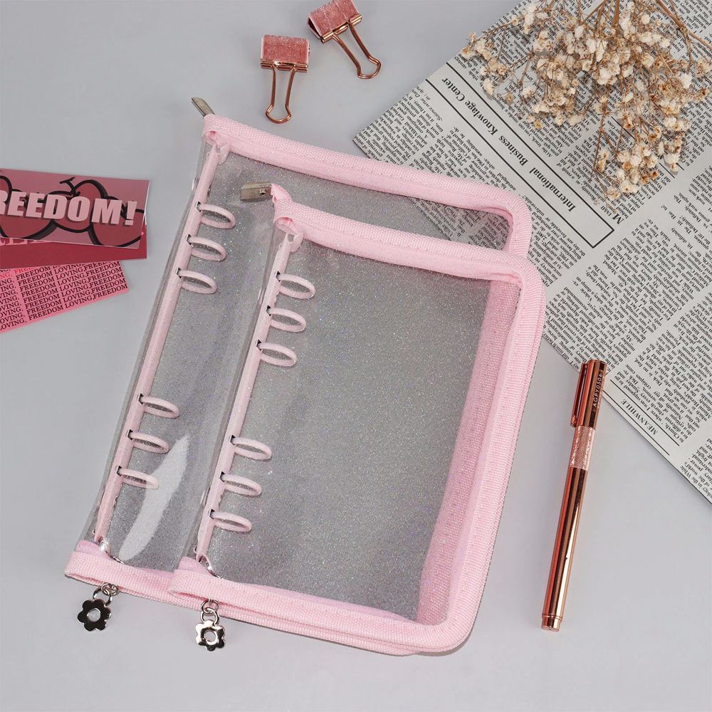 Sổ Tay Bìa Trong Suốt 6 Lỗ Khổ A5 / A6 Có Khóa Kéo Tiện Dụng 2life