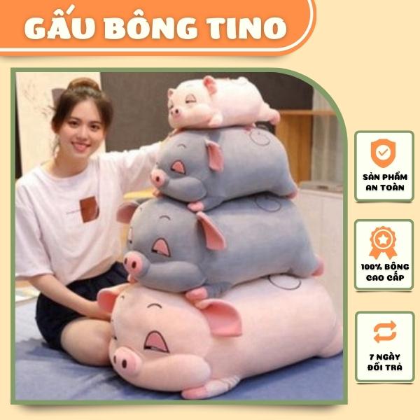 Gấu Bông Heo Ngủ TINO Gối Ôm Con Heo Lợn Ôm Ngủ Mềm Mịn Loại To Size 35cm - 110cm