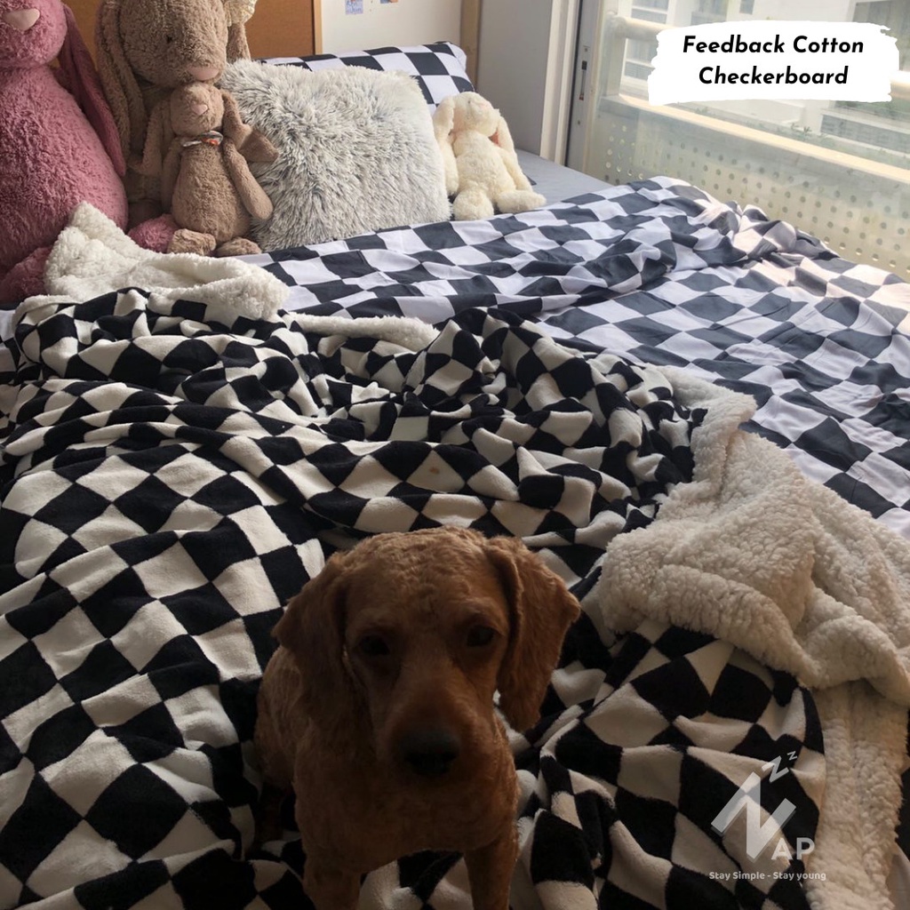 [Ảnh Thật- Video kèm Feedback]Bộ 4 Món Chăn Ga Gối Cotton 80%Basic Caro Checkerboard Cá Tính Size m6/m8/2m2- Napbedding | BigBuy360 - bigbuy360.vn