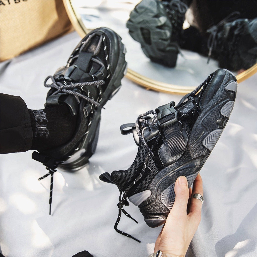 Giày thể thao nam tăng chiều cao Giày Thể Thao Màu Đen Nâng Chiều Cao Thời Trang Hàn Quốc