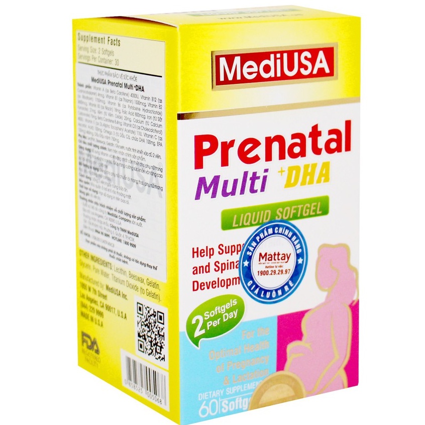 Prenatal Multi DHA - MediUSA - Bổ Sung Vitamin Và Khoáng Chất Cần Thiết Cho Phụ Nữ Mang Thai.