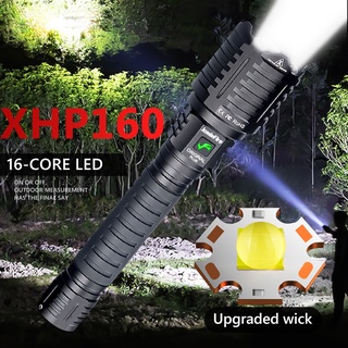 Xhp160 đèn pin mạnh mẽ 16 lõi đèn lồng sáng nhất có thể phóng to 26650 cắm trại usb đèn pin sạc