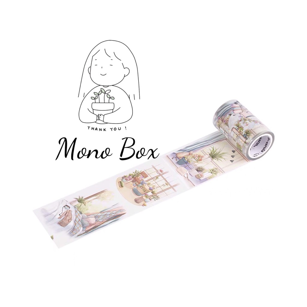 [Chiết] Washi Tape 60x7cm băng dính trang trí họa tiết nội thất phòng ngủ làm tranh washi Mono_box 00307