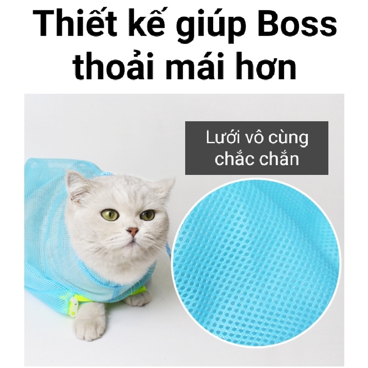 Túi lưới đa năng hỗ trợ tắm mèo Elite - Túi lưới tắm mèo - Túi lưới cắt móng mèo loại lưới tốt dày