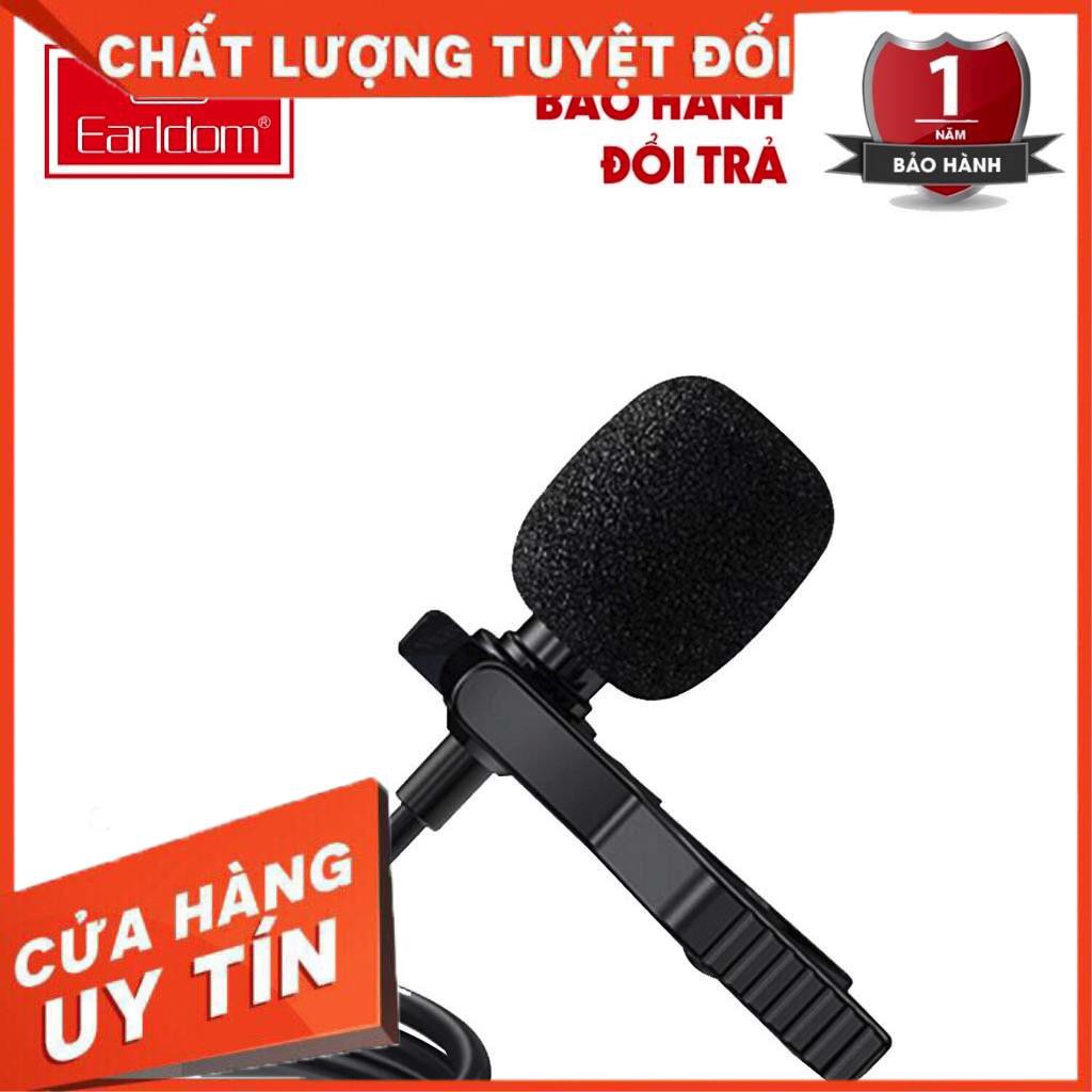 Mic Thu Âm Cài Áo Mini Earldom E34 E38 Cho Điện Thoại Chân 3.5mm Thích Hợp Hát Karaoke Livestream