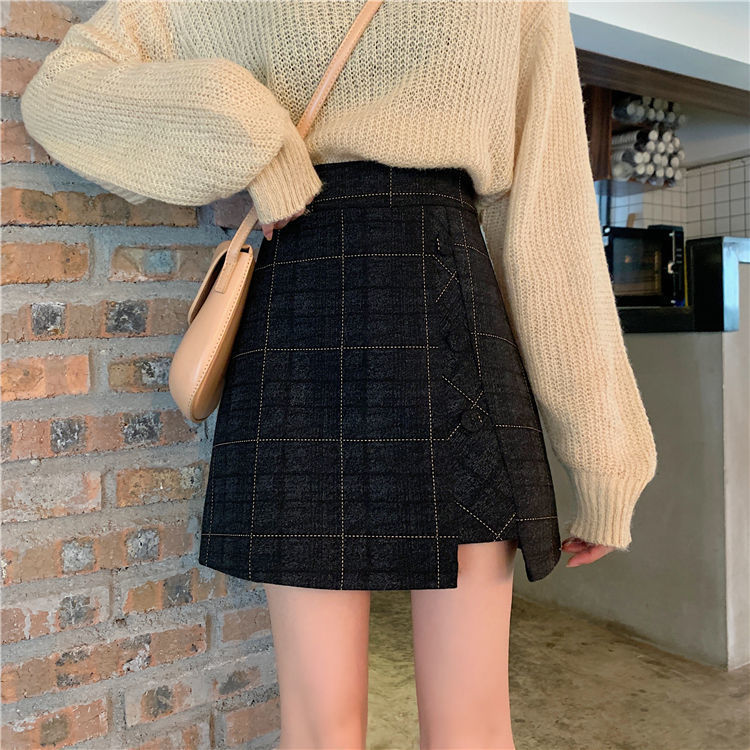 Chân Váy Dạ Skirt Korean High Waist Retro Plaid Tweed A-line Skirt | BigBuy360 - bigbuy360.vn