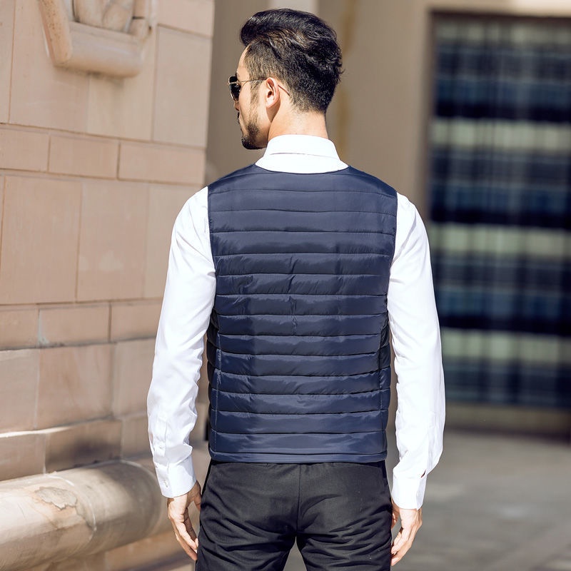 Áo khoác phao sát nách lót cotton dày giữ ấm bên trong cho nam trung niên