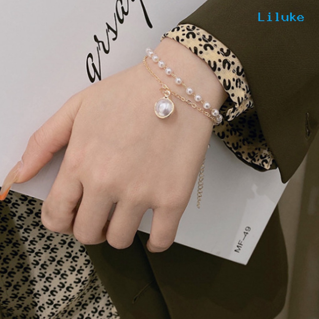 Vòng Cổ Hai Lớp Đính Ngọc Trai Giả Xinh Xắn Cho Nữ