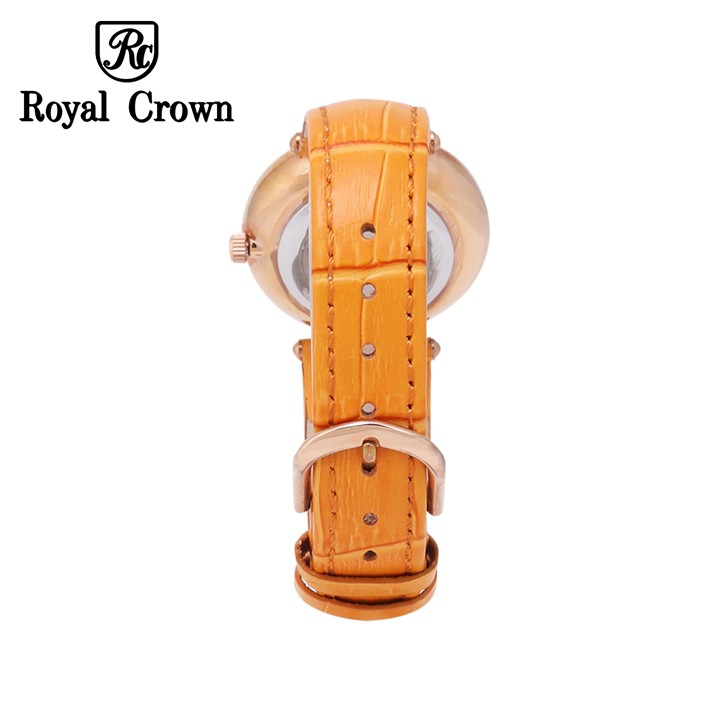 Đồng Hồ Nữ Chính Hãng Royal Crown 3628 Dây da cam vỏ vàng hồng