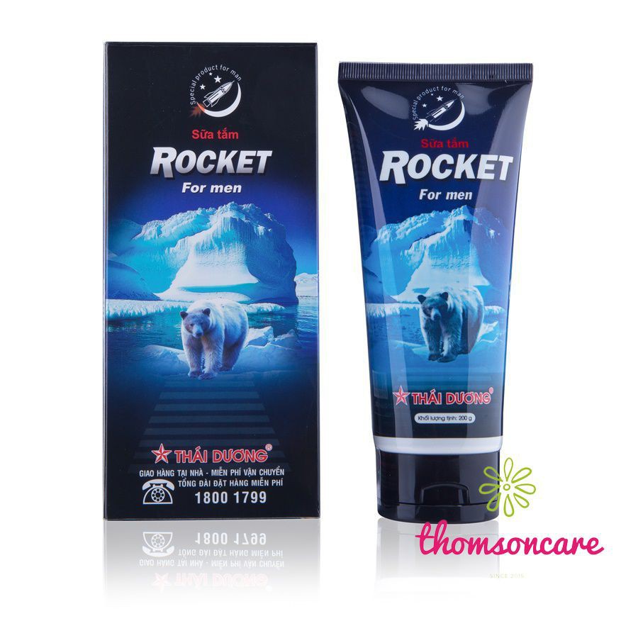 Sữa tắm Rocket cho nam giới, giảm mụn trứng cá toàn thân, làm sạch da, lỗ chân lông Chai 200ml cho phái mạnh