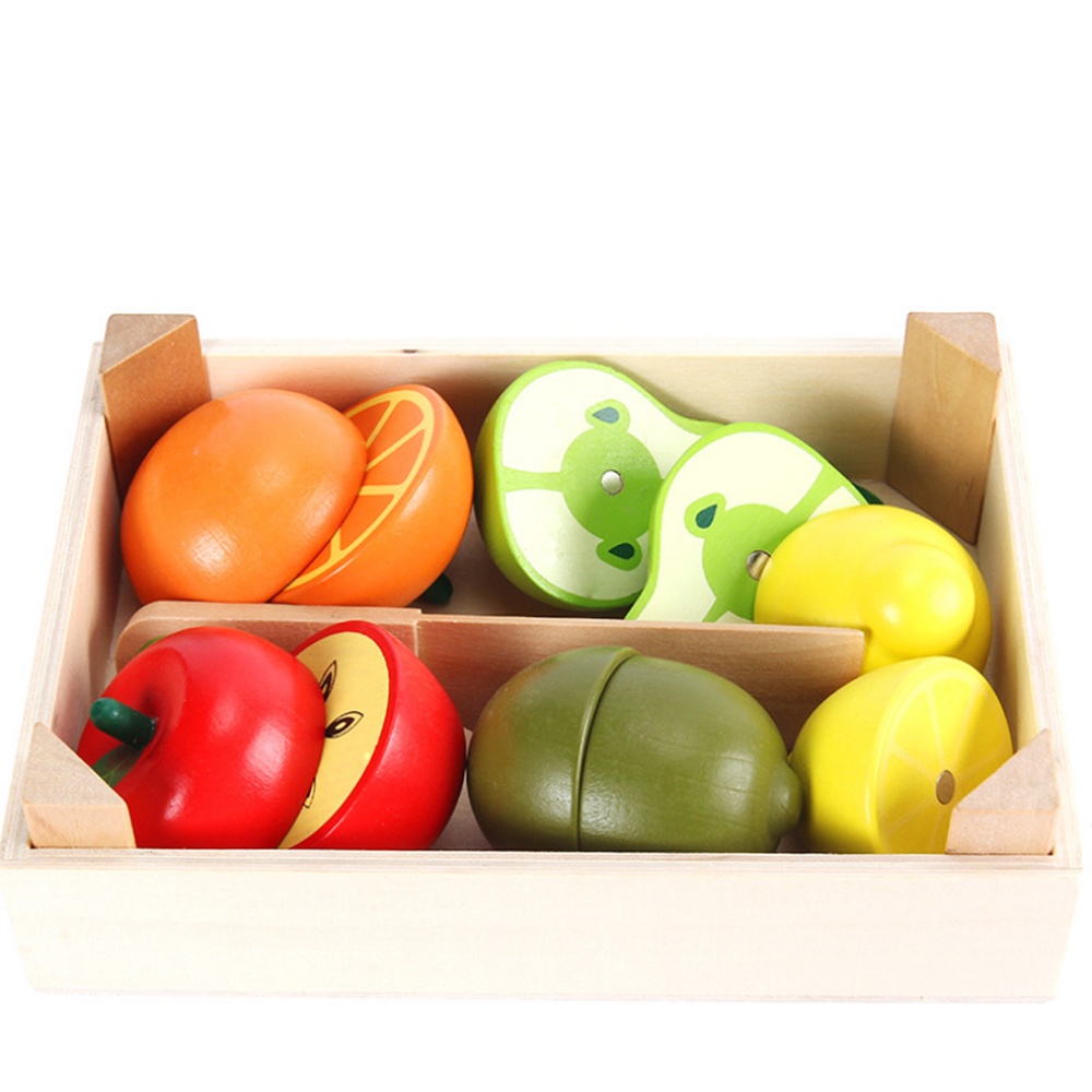 Bộ đồ chơi cắt trái cây, rau củ gỗ cao cấp cho bé kèm khay đựng