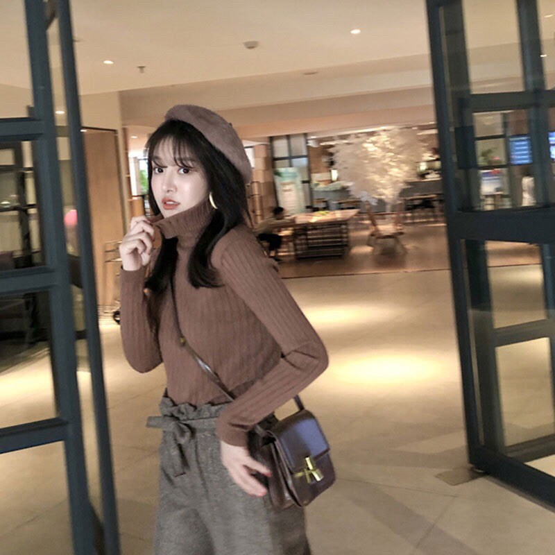 Áo len gân to cổ lọ nữ Forgirl áo cao cổ len gân Quảng châu dày dặn | BigBuy360 - bigbuy360.vn