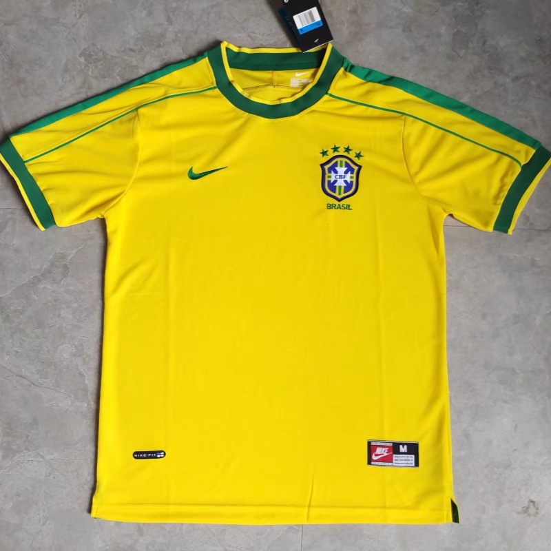 Áo Thun Bóng Đá Ngắn Tay Đội Tuyển Brazil Mùa Giải 1998 Size S-XXL