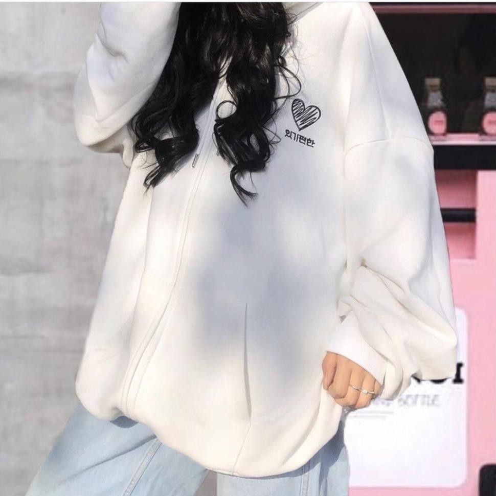 Áo khoác unisex form rộng Nỉ Hàn Quốc Heart nam nữ duyên dáng KMG