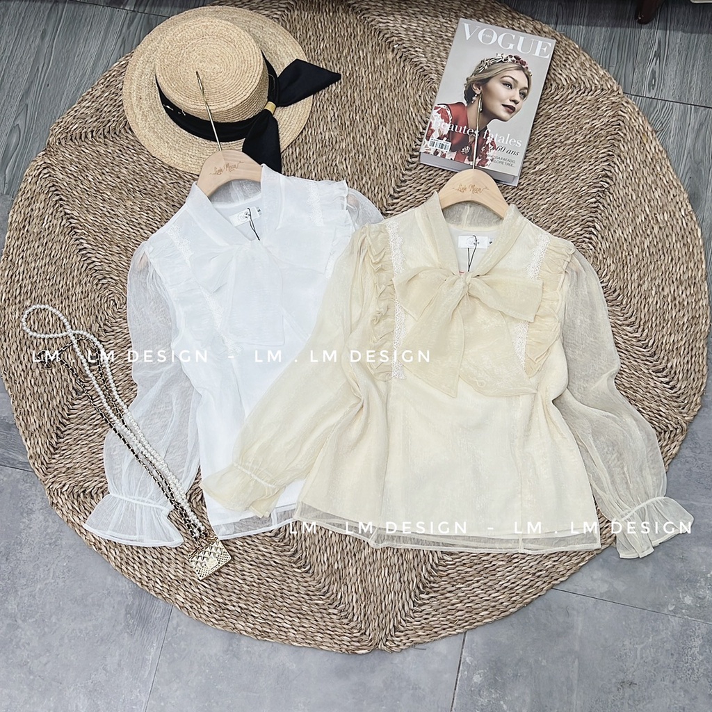 Áo sơ mi nữ tiểu thư 2 màu trắng , kem - LAMY87