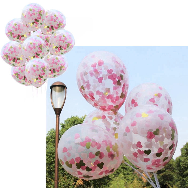 Set 10 quả bóng bay hình trái tim màu hồng và vàng 12inch dùng cho tiệc cưới tiệc sinh nhật