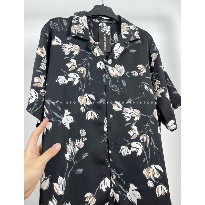 Áo sơ mi cộc tay unisex form rộng họa tiết Hoa Mới cho nam nữ | DUYHI