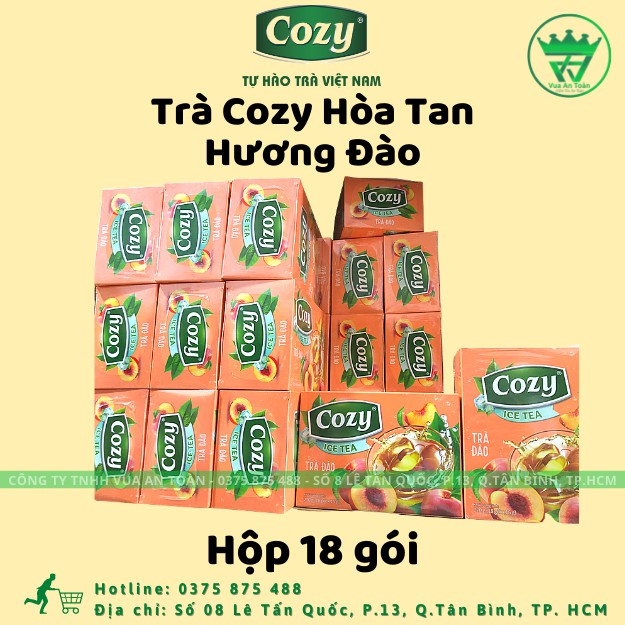 Trà Đào, Trà Cozy Đào Hòa Tan 18 Gói Dài