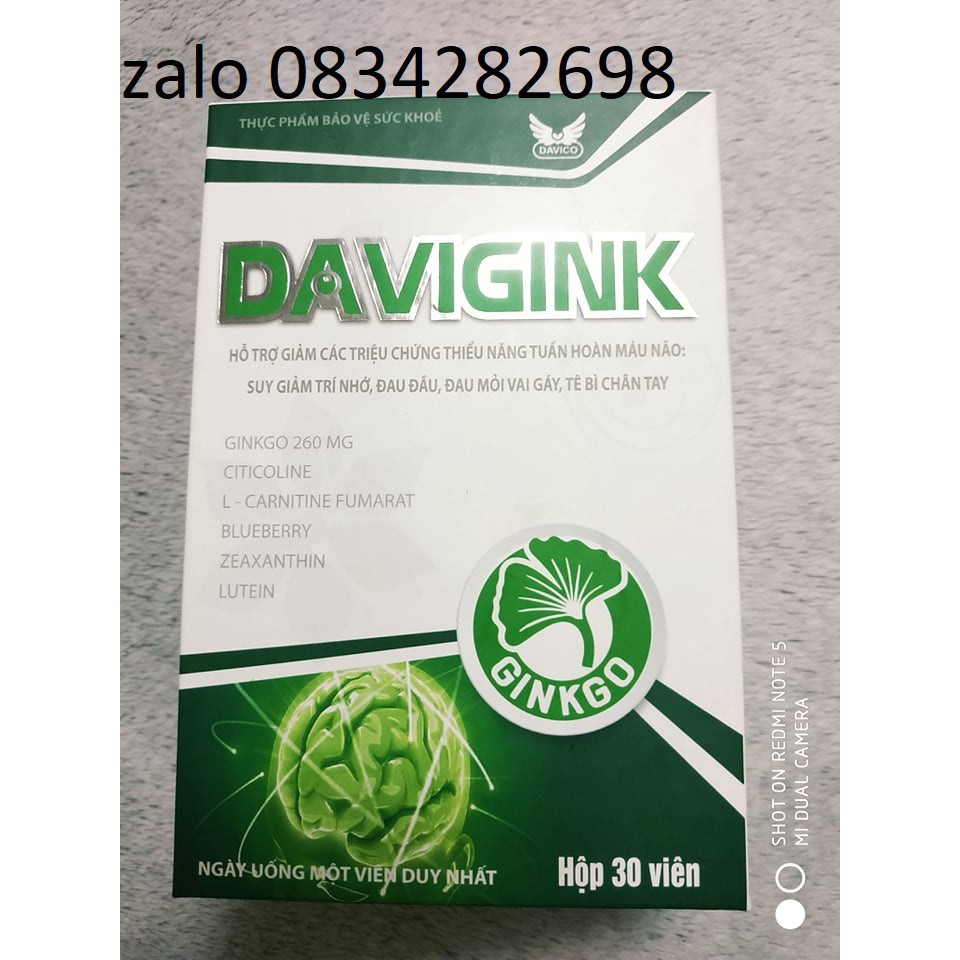 ✔️️️Ginko Davigink hoạt huyết dưỡng não thảo dược hộp 30 viên Davico