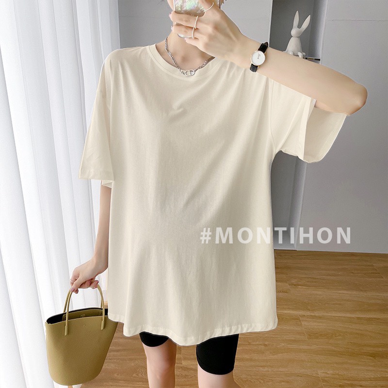 Áo Phông Bầu Form rộng Basic Màu Trắng, Đen, Be, Hồng, Xanh |  Chất cotton 100% co giãn thấm mồ hôi - Có size 40-80kg