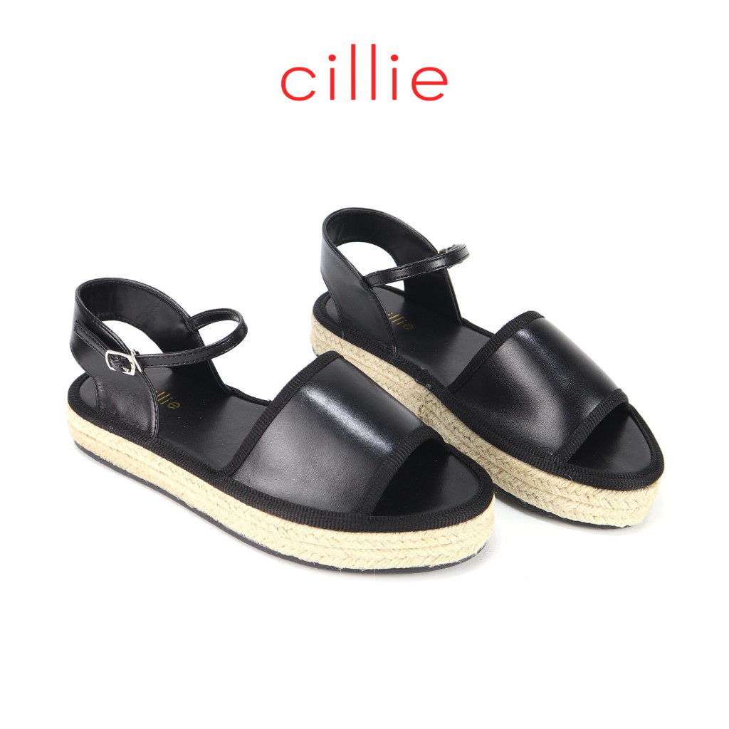 Giày sandal nữ cao cấp đế bánh mì viền cói cho mùa hè du lịch Cillie 1236