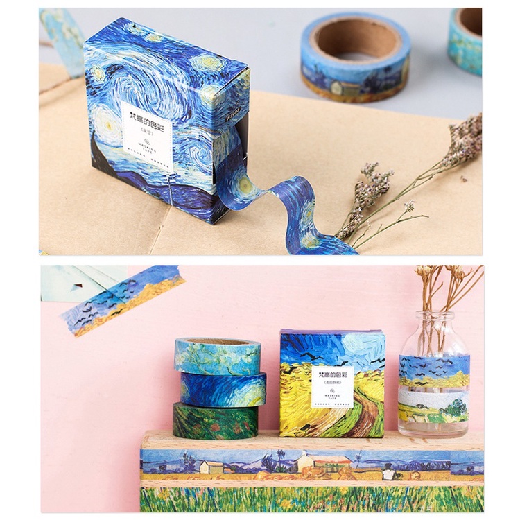 Washi Băng Dính Van Gogh Hoạ Tiết Tranh Nghệ Thuật Cá Tính Trang Trí Sáng Tạo