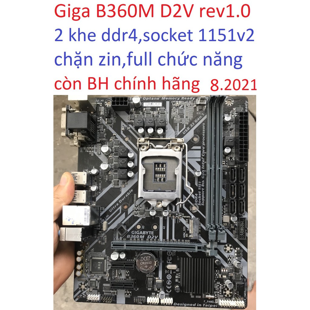 bo mạch chủ máy tính Giga B360M D2V 2 khe ram ddr4 socket 1151 v2 mainboard Main gigabyte PC B360 rev 1.0 bảo hành 2021