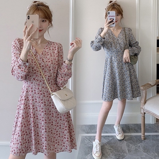 Đầm Voan Hoa Tay Dài Xinh Xắn Dành Cho Nữ