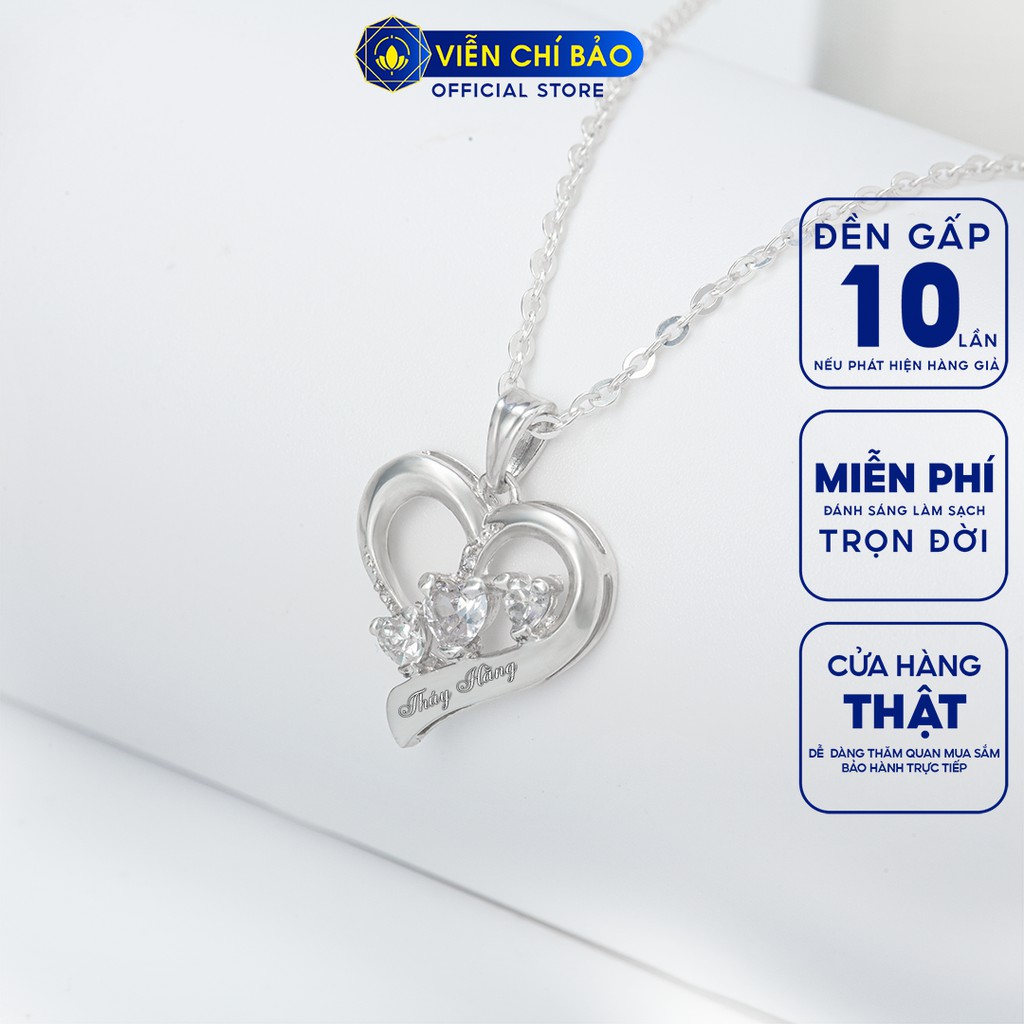 Dây chuyền bạc nữ mặt trái tim khắc tên theo yêu cầu (Inbox shop) thời trang phụ kiện trang sức nữ Viễn Chí Bảo M400015