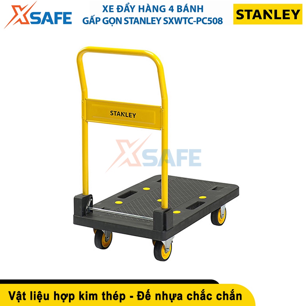 Xe đẩy hàng gấp gọn 4 bánh STANLEY SXWTC-PC508 tải trọng 150kg, tức thời 160kg, bánh xe bọc cao su - chính hãng - xsafe