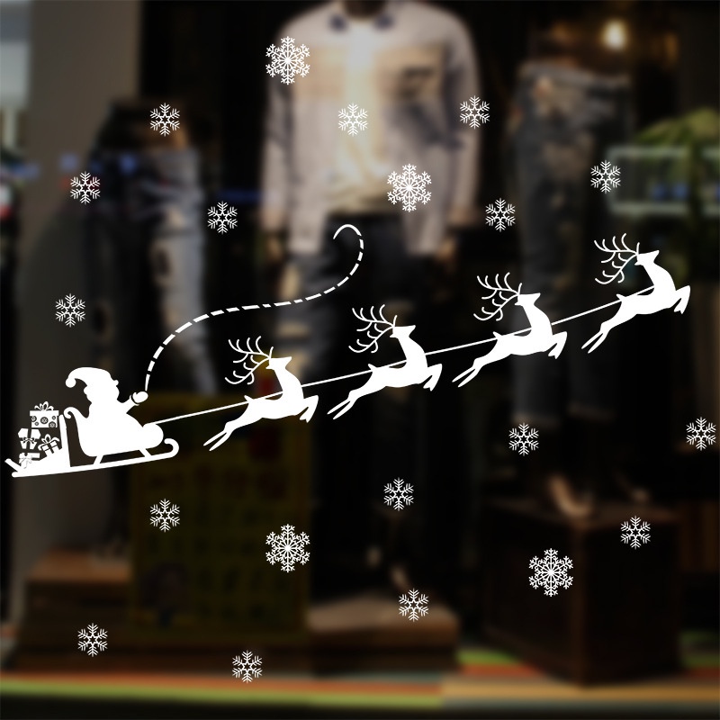 Nhãn Dán Trang Trí Cửa Sổ Họa Tiết Ông Già Noel / Người Tuyết Tự Dính Có Thể Tháo Rời
