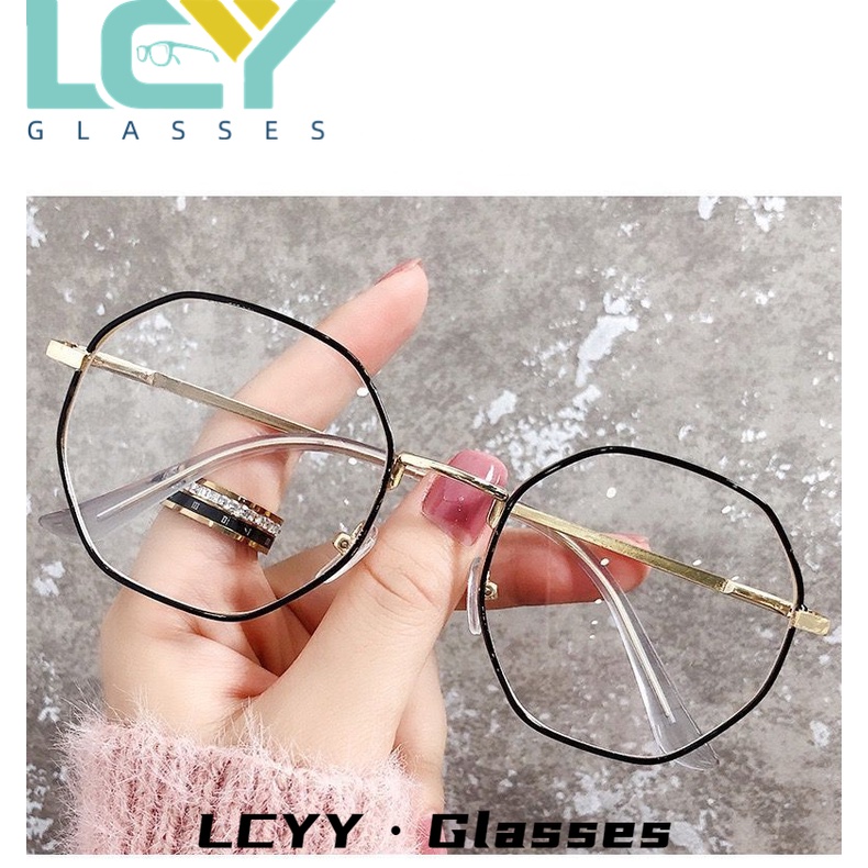 Mắt Kính Gọng Đa Giác Chống Ánh Sáng Xanh # 0°-6.0° Điểm / 3003