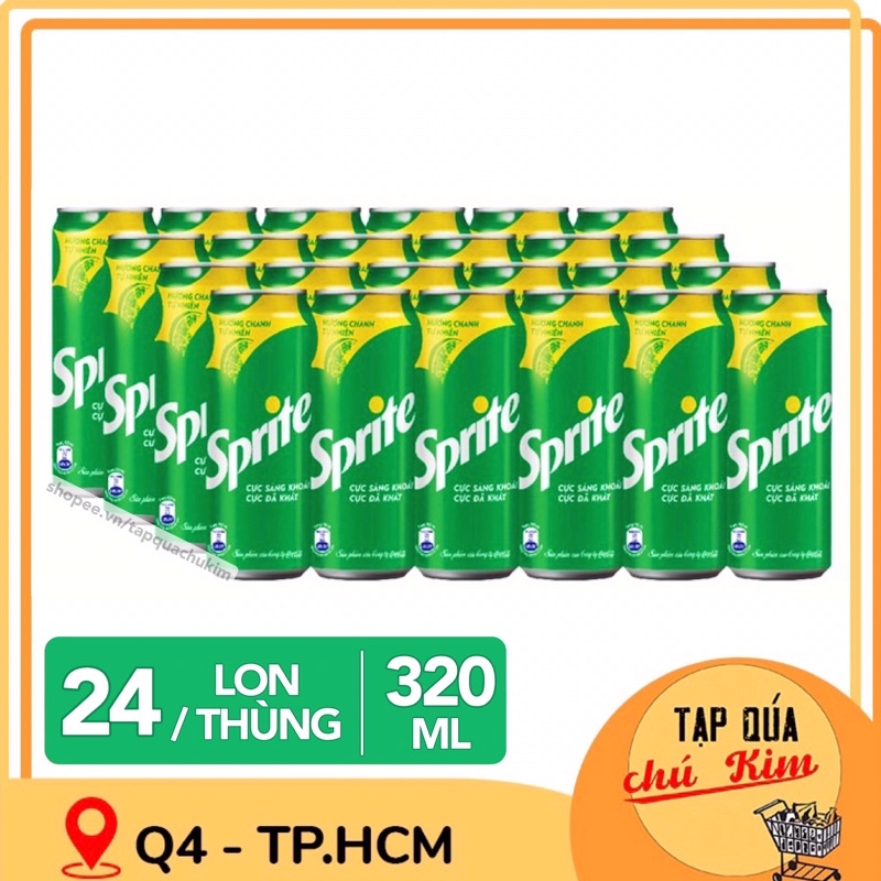 [THÙNG] Nước ngọt SPRITE thùng 24 LON x 320ML [tạp quá chú Kim]