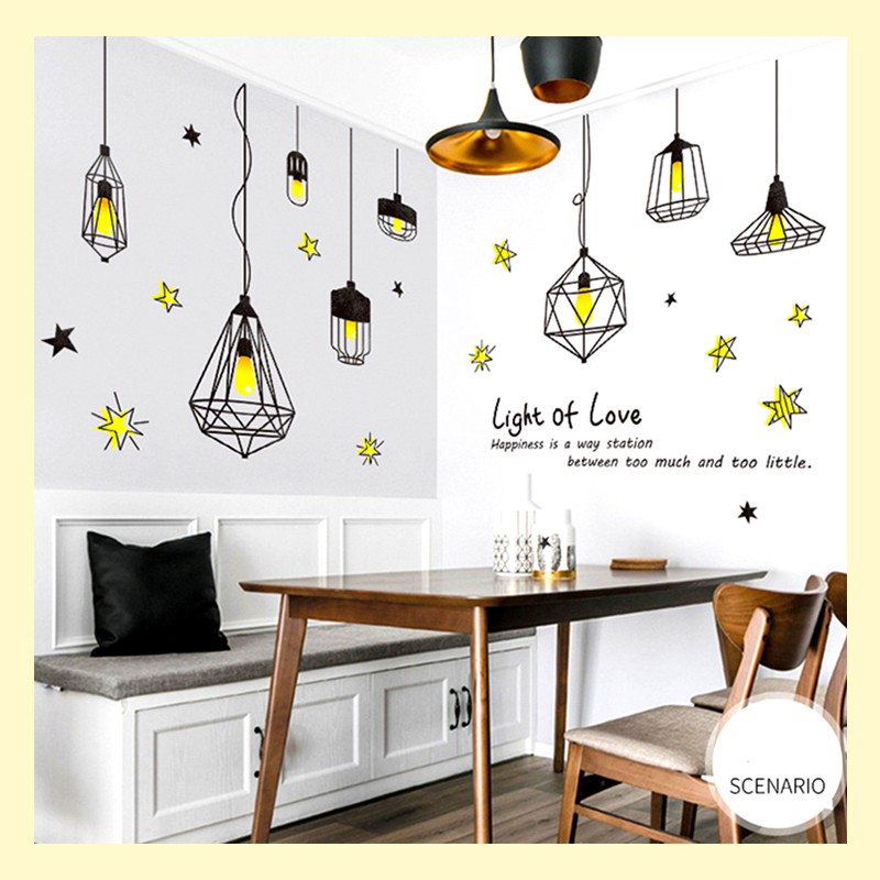 Giấy Dán Tường Phòng Khách - Đèn Chùm Light Of Love - Decal Dán Tường Hàn Quốc  Có Keo Sẵn Mã DT039- Tranh Dán Tường 3D