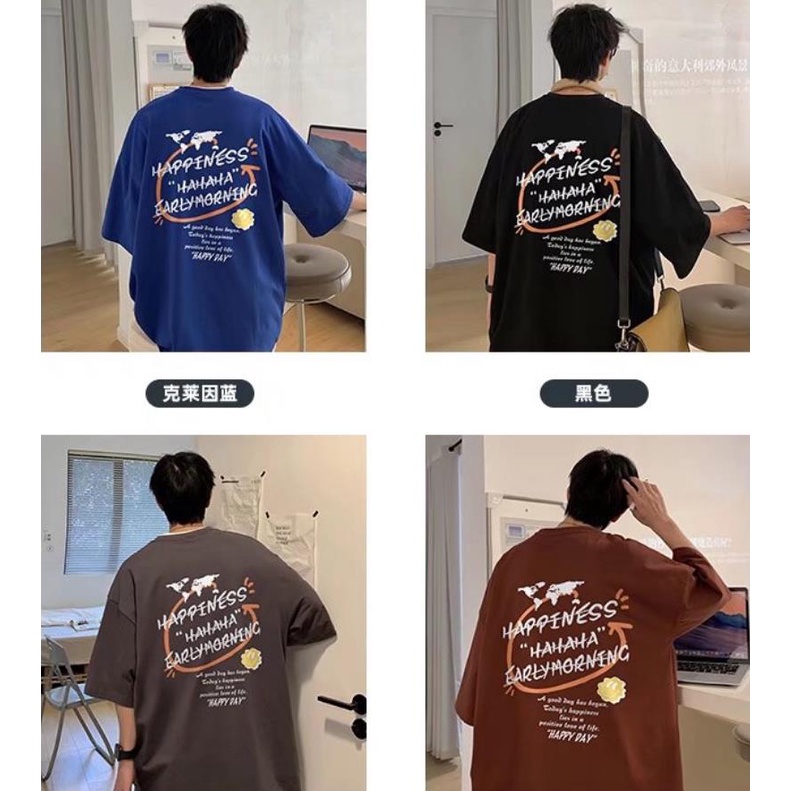 Áo Thun Tay Ngắn Dáng Rộng Mềm Mại Thoải Mái In Chữ Phía Sau Thời Trang Cho Nam