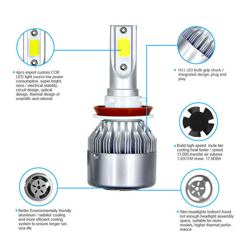 Đèn pha LED C6 H4 H7 H11 9012 9004 chất lượng cao chuyên dụng cho xe hơi