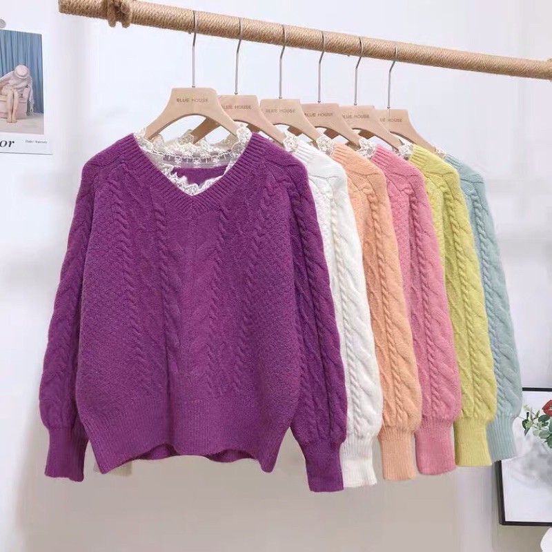 Áo len mix sẵn ren xinh